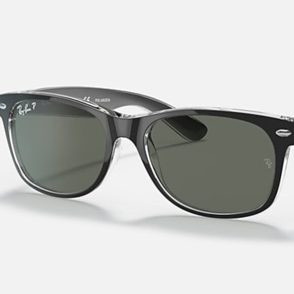 Ray-Ban New Wayfarer Classic – Matte Black on Transparent Frame, Polarized G-15 - Picture 1 of 2